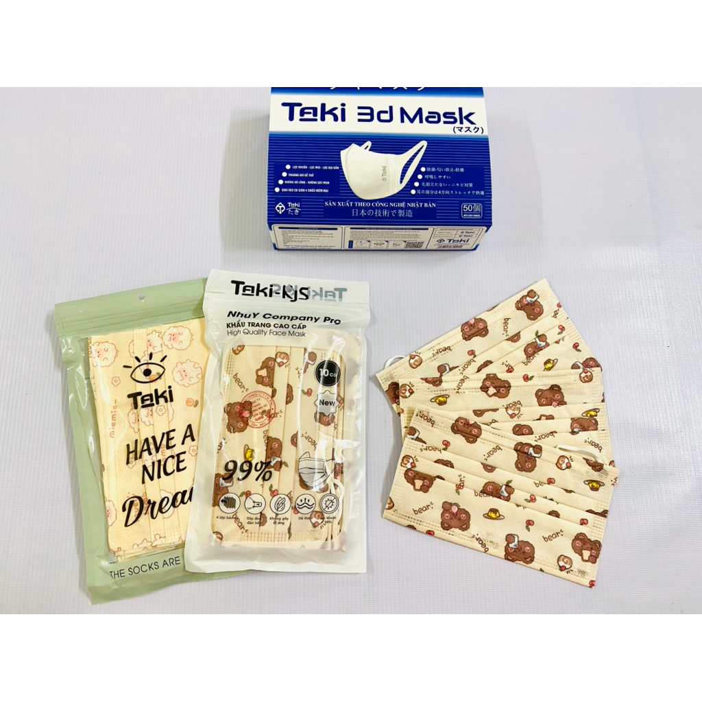Khẩu trang y tế lụa Taki bịch 10cái ( combo 50 )