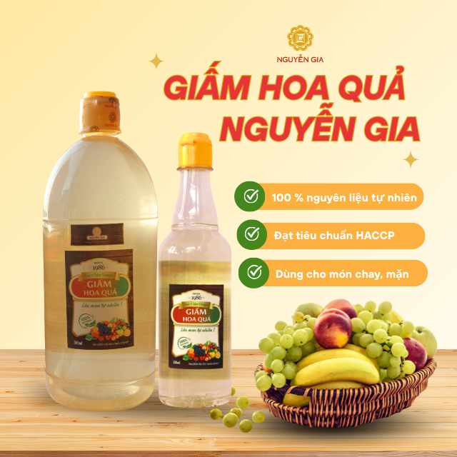 Giấm Hoa Quả Nguyễn Gia Lên Men Tự Nhiên 500ml / 1L NGG006 các size