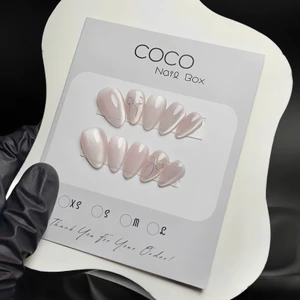 Móng tay giả, NailBox thiết kế Mắt mèo kim cương hồng vẽ nơ Metan nhà Gemychip G026