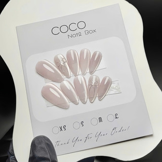 (Hỏa Tốc) Móng tay giả, NailBox thiết kế Mắt mèo kim cương hồng vẽ nơ Metan nhà Gemychip G026