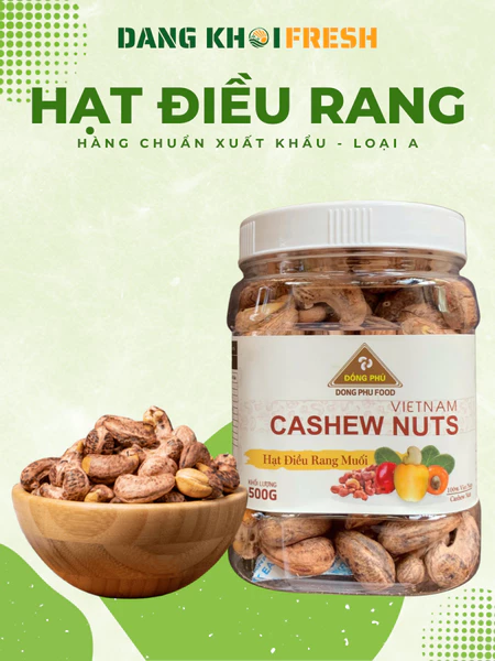 Hạt điều rang muối hàng A hạt to Bình Phước chuẩn xuất khẩu, hạt dinh dưỡng mix làm sữa hạt 500g