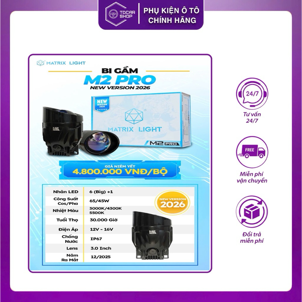 Bi Led Gầm Tích Hợp 3 Nhiệt Màu Matrix Light M2 Pro 3inch phiên bản ...