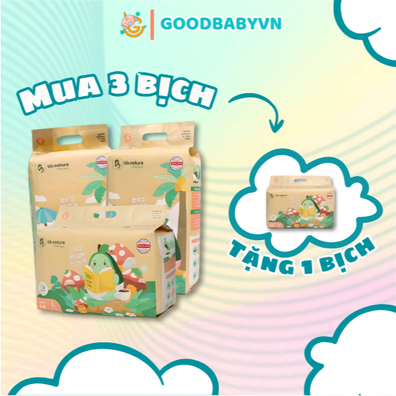 (BẢN MỚI) COMBO 3 BỊCH TẶNG 1 BỊCH - Bỉm Tã BB Nature Care Plus sợi tre hữu cơ Hàn Quốc cho bé