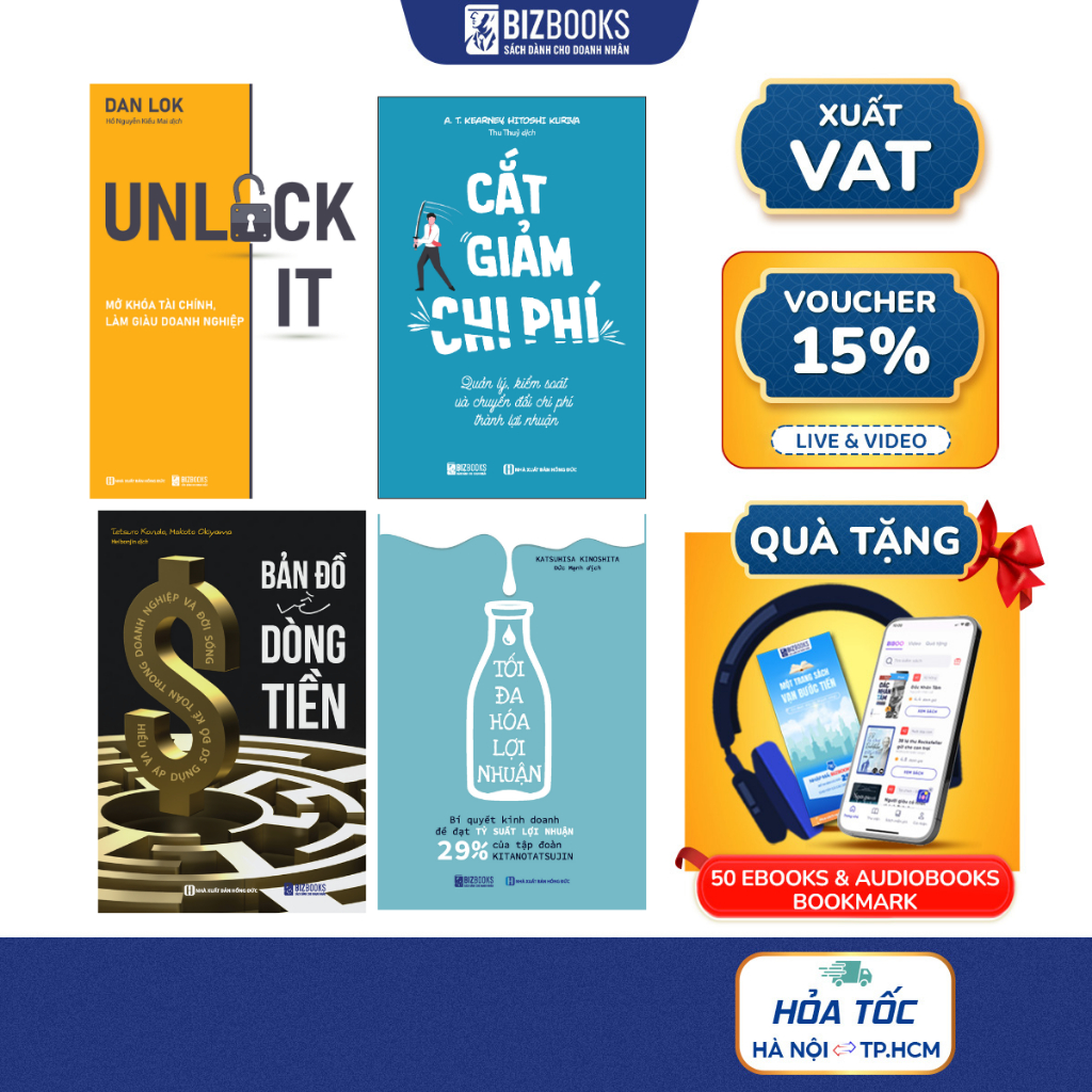 Combo 4 Cuốn Sách Bản Đồ Về Dòng Tiền, Cắt Giảm Chi Phí, Tối Đa Hoá Lợi Nhuận, Unlock it - Tài Chính Kinh Doanh