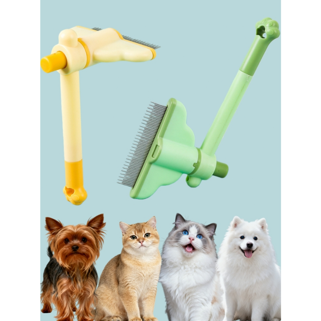 (CÓ HỎA TỐC) Lược chải ve rận cho chó mèo, lược chải lông có nút bấm lấy lông cho thú cưng