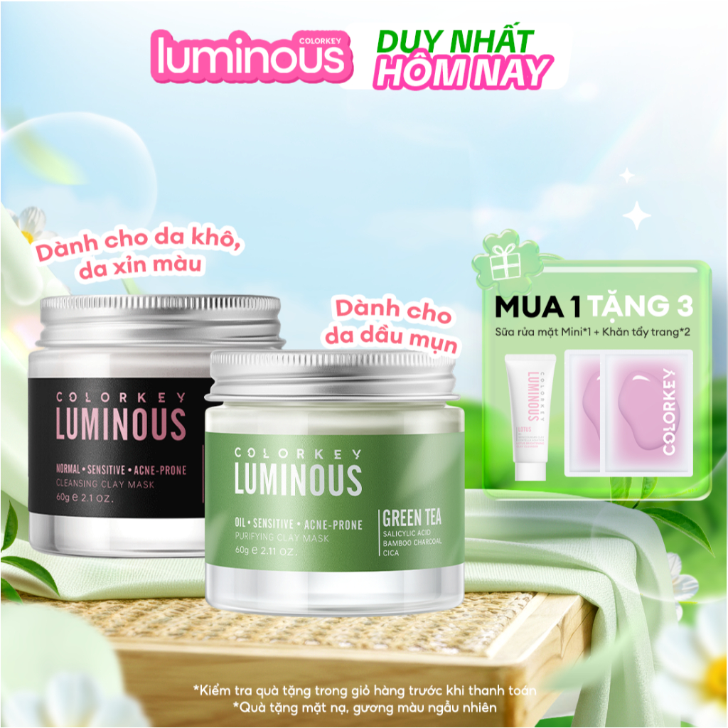 [HOT] Mặt nạ đất sét phù hợp da nhạy cảm hoặc da dầu COLORKEY LUMINOUS - Hỗ trợ làm sạch sâu - 60g/hũ