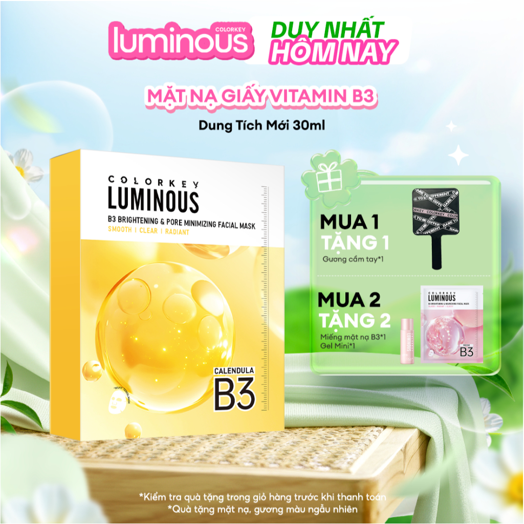 [NEW] 1 Hộp 10 Miếng Mặt Nạ Giấy COLORKEY LUMINOUS B3 Thế Hệ Mới, Hỗ Trợ Dưỡng Sáng Da Mịn Màng 30ml/miếng