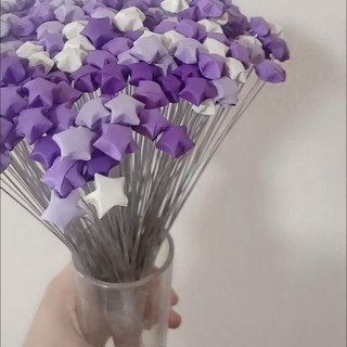 Set 100/200/500 Ngôi Sao Giấy Gấp Sẵn Pha Nhiều Màu Phụ Kiện Trang Trí Bó Hoa Xinh