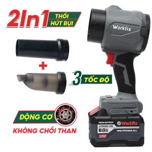 Máy Thổi Phản Lực Workfix WF-PL1000G Thổi Hút 2 Chiều, Động Cơ Không Chổi Than, 6 Cấp Gió
