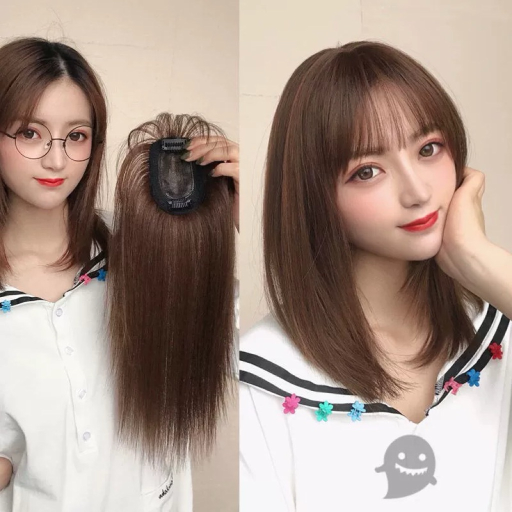 TÓC GIẢ PHỦ ĐỈNH ĐẦU TẠO MÁI CÓ DA ĐẦU CAO CẤP/ PHỦ HÓI PHỦ BẠC ĐỈNH ĐẦU