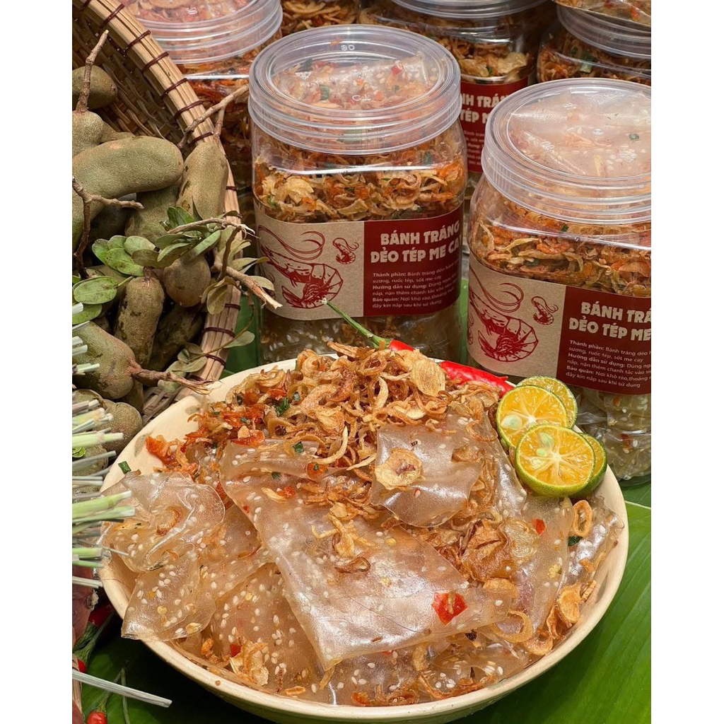 Bánh Tráng Dẻo Tép Me Cay Ngon Xuất Sắc 400gr Ăn Vặt Su Xoắn