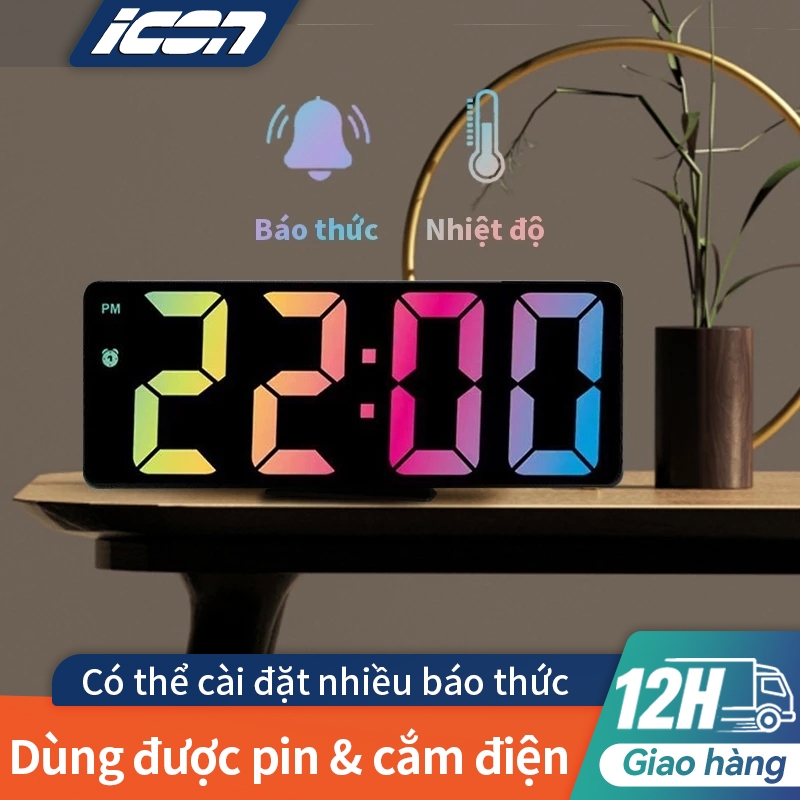 Đồng Hồ Báo Thức LED Để Bàn ICON - Phong Cách Vintage, Trang Trí Phòng Học, Bàn Gaming & Phòng Khách Độc Đáo