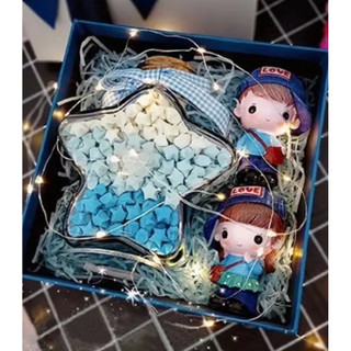 Set 100/200/500 Ngôi Sao Giấy Gấp Sẵn Pha Nhiều Màu Phụ Kiện Trang Trí Bó Hoa Xinh