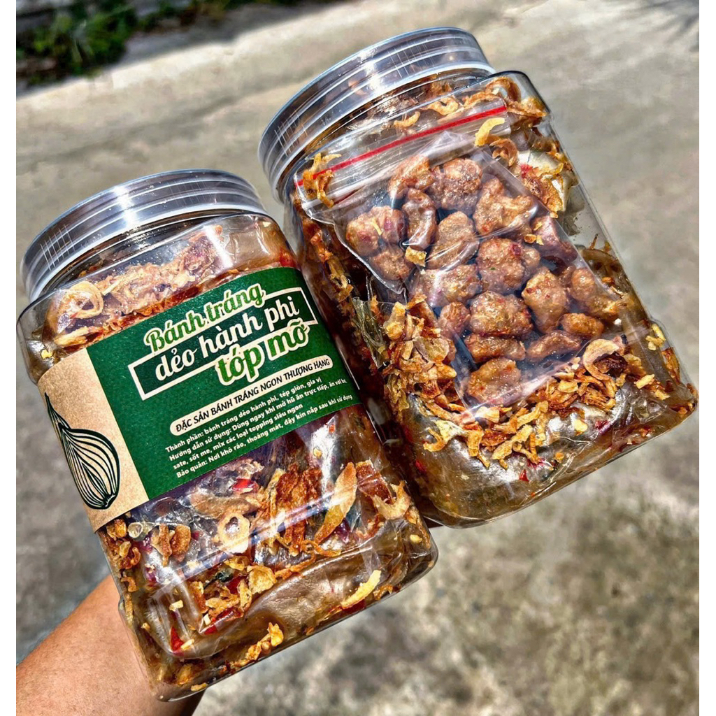 Bánh Tráng Dẻo Hành Phi Tóp Mỡ 400gr Premium Thơm Béo Ăn Vặt Su Xoắn