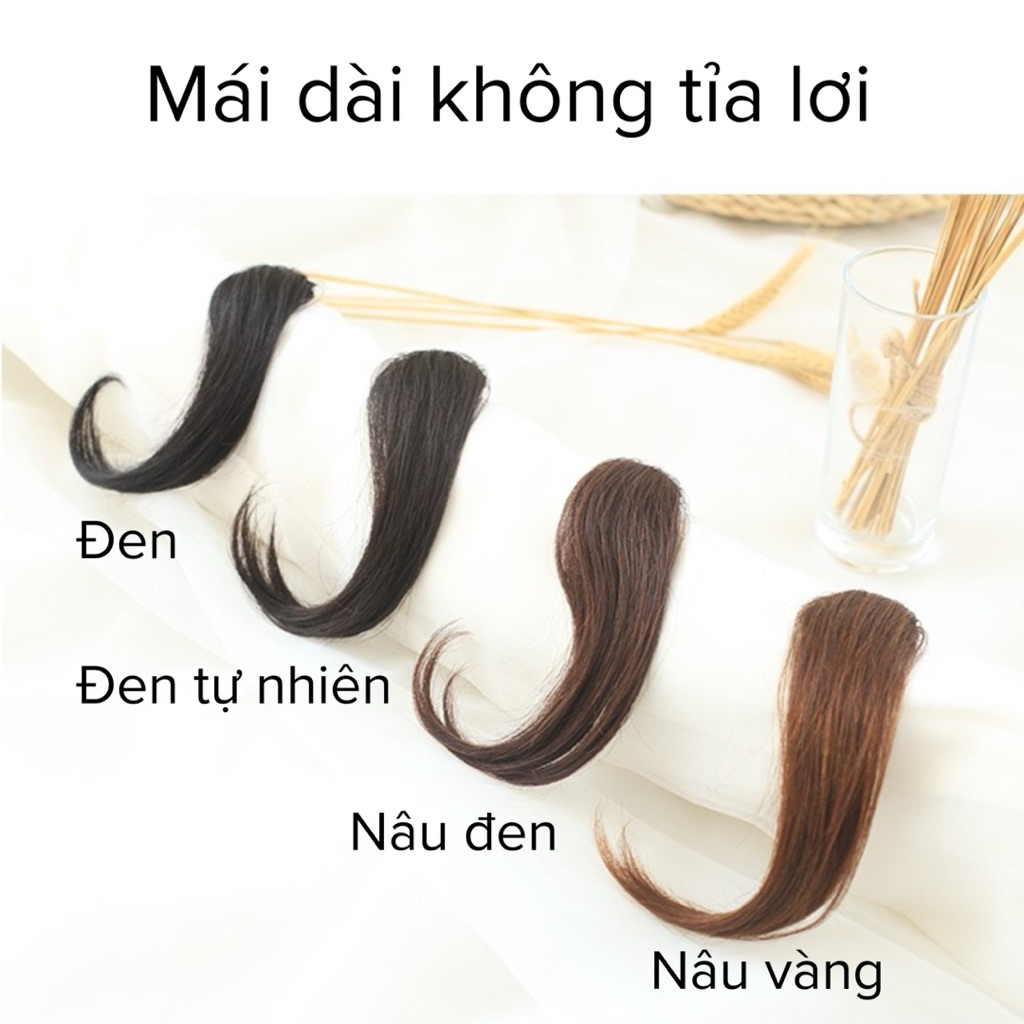 Mái giả dài lệch 1 bên – Tóc mái giả Hàn Quốc không tỉa, tự nhiên, không lộ