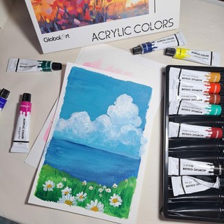 Màu Nước Acrylic Dạng Tuýp 12ml Global Art Vẽ Trên Nhiều Chất Liệu, Màu Tươi Sáng, Chống Nước, Chồng Được Màu