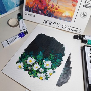 [Sale 50%, 24màu] [Kèm Khay Cọ] Màu Nước Acrylic Dạng Tuýp 12ml GLOBAL ART-  ARTMATE 12 /24 Màu Cao Cấp Đặc Nhanh Khô