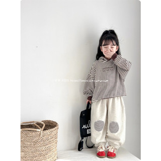 [B&G] Sét bộ thu đông áo kẻ sọc Quần bo gối phối patch sọc cực dễ thương cho bé gái từ 10-45kg