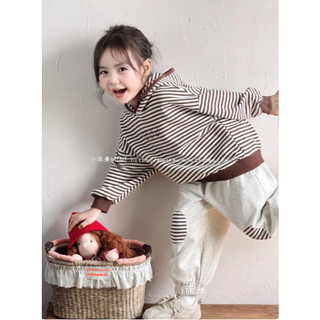 [B&G] Sét bộ thu đông áo kẻ sọc Quần bo gối phối patch sọc cực dễ thương cho bé gái từ 10-45kg