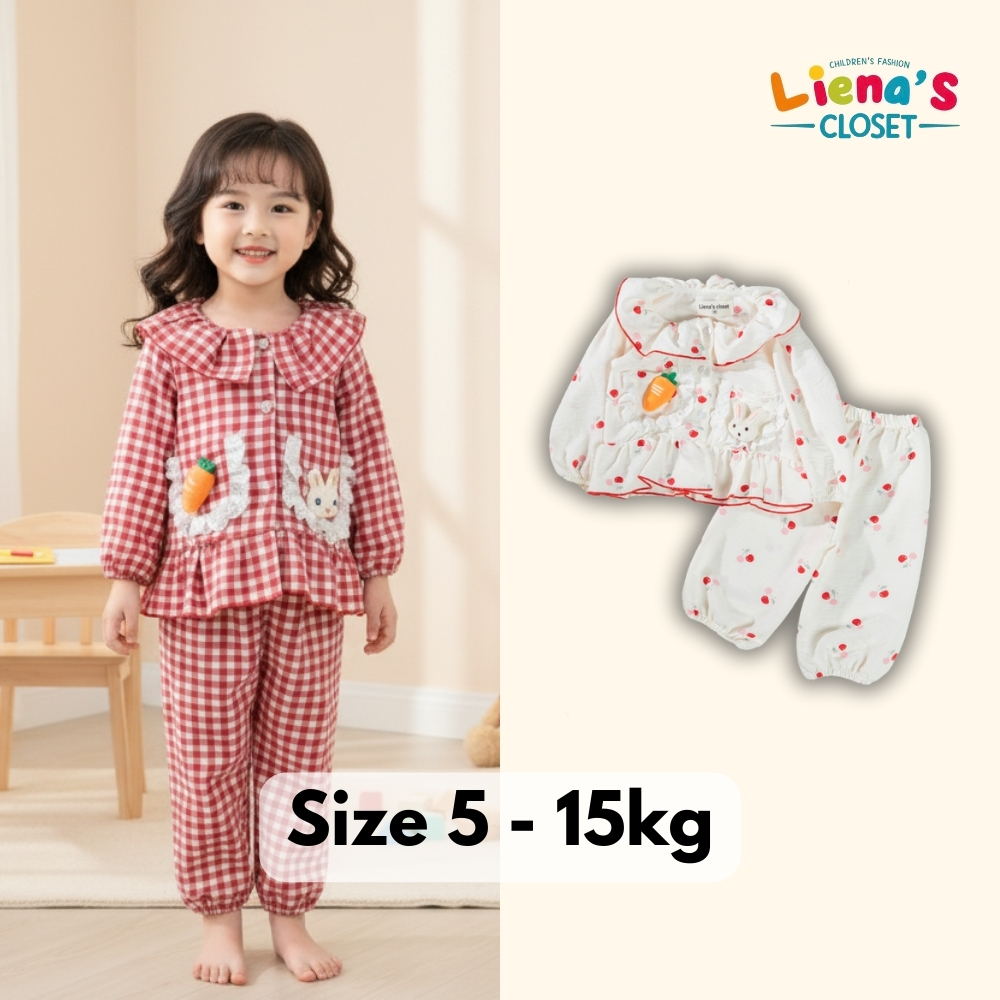 Set Dài Tay Thu Đông Bé Gái Liena's Closet Chất Đũi Mềm An Toàn Cho Bé Dễ Mặc Đi Học Đi Chơi DT11