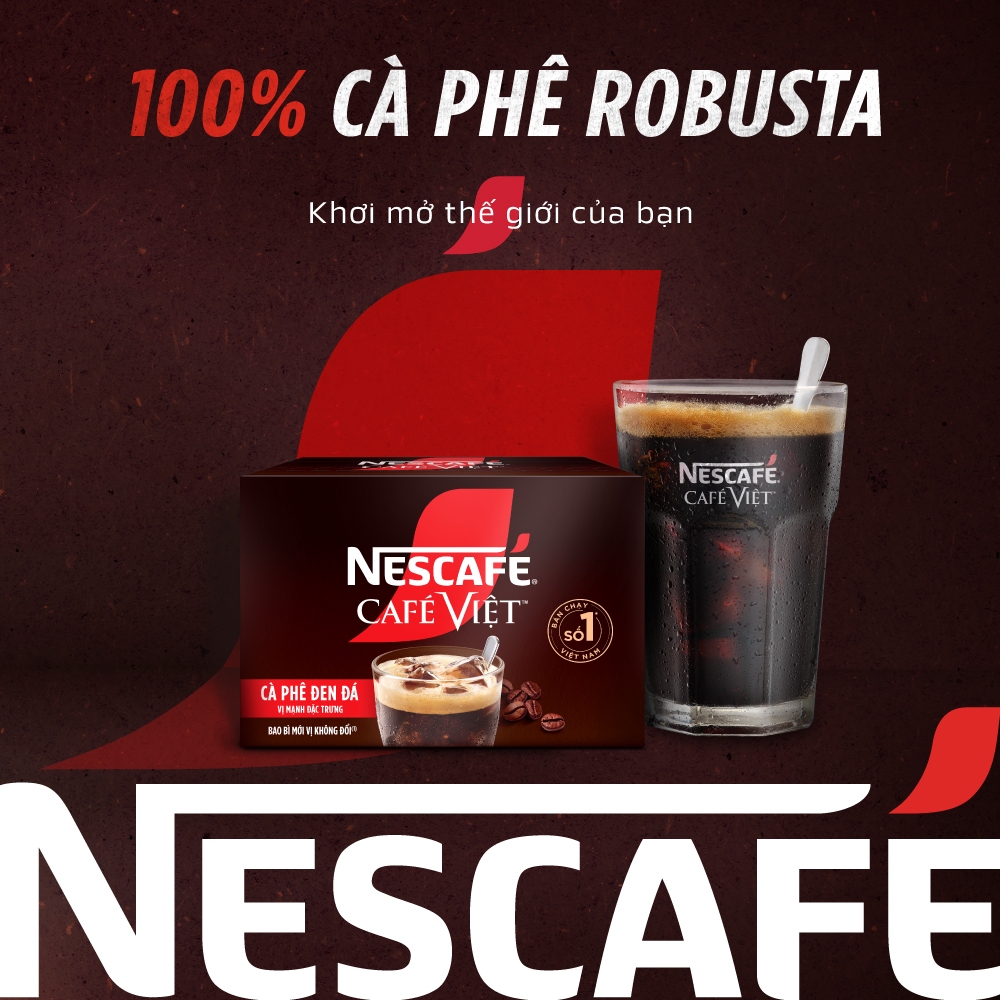 [Tặng Ca đá Nescafé] Combo 4 Hộp Cà phê Hòa tan NESCAFÉ CAFÉ VIỆT 15 gói Vị Mạnh đặc trưng