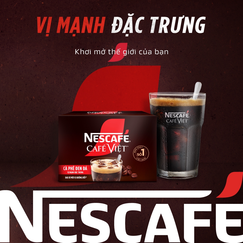 [Tặng Ca đá Nescafé] Combo 4 Hộp Cà phê Hòa tan NESCAFÉ CAFÉ VIỆT 15 gói Vị Mạnh đặc trưng