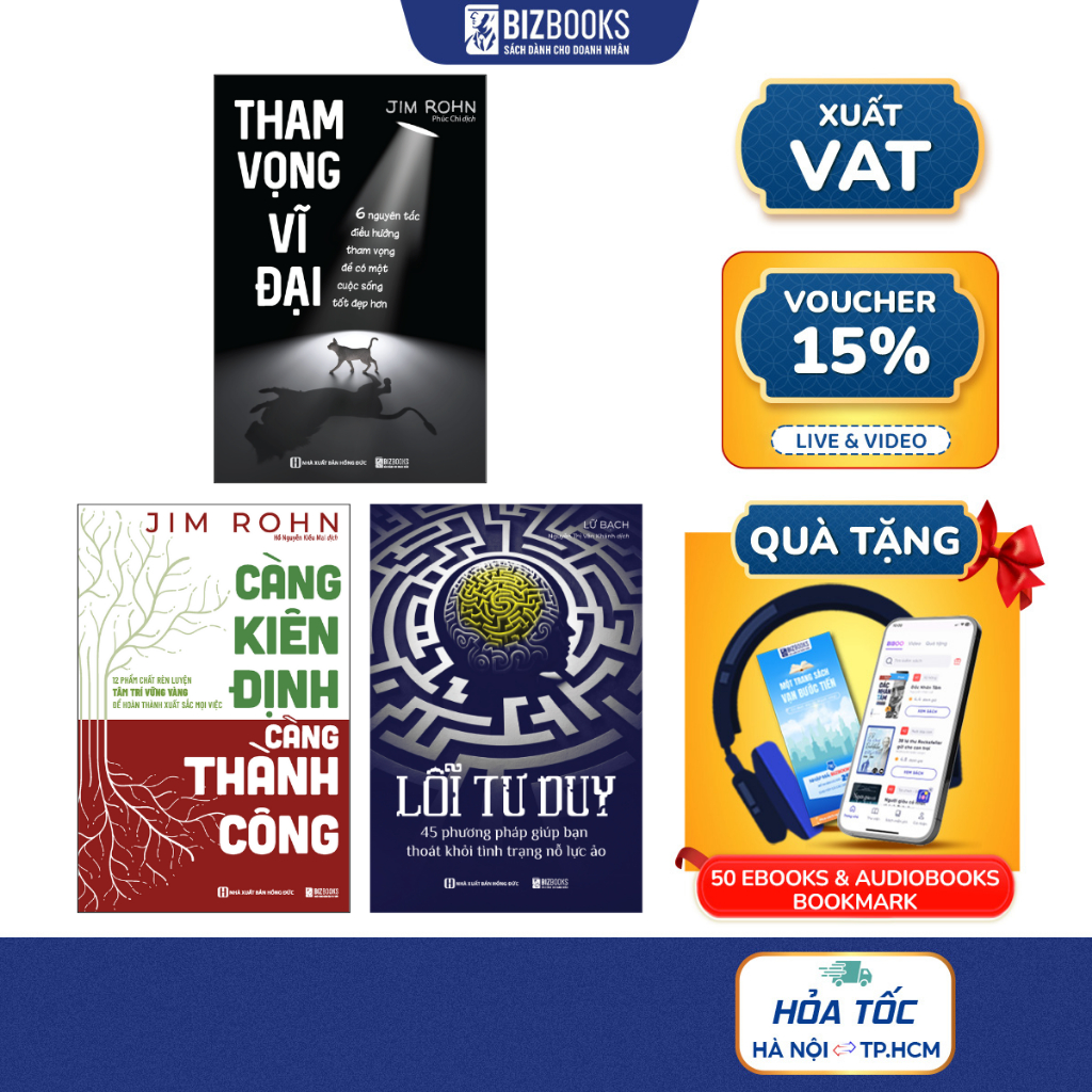 Combo Sách Tham Vọng Vĩ Đại, Càng Kiên Định Càng Thành Công, Lỗi Tư Duy - Phẩm Chất Cần Có Để Thành Công