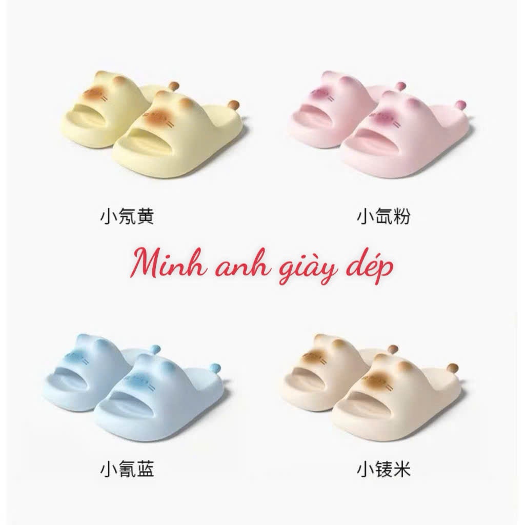 Dép Nhựa Eva Hình Mèo Dễ Thương, Dép Nữ Quai Ngang Mũi Hở Mềm Êm Chống Trơn Trượt Nhiều Màu Cute