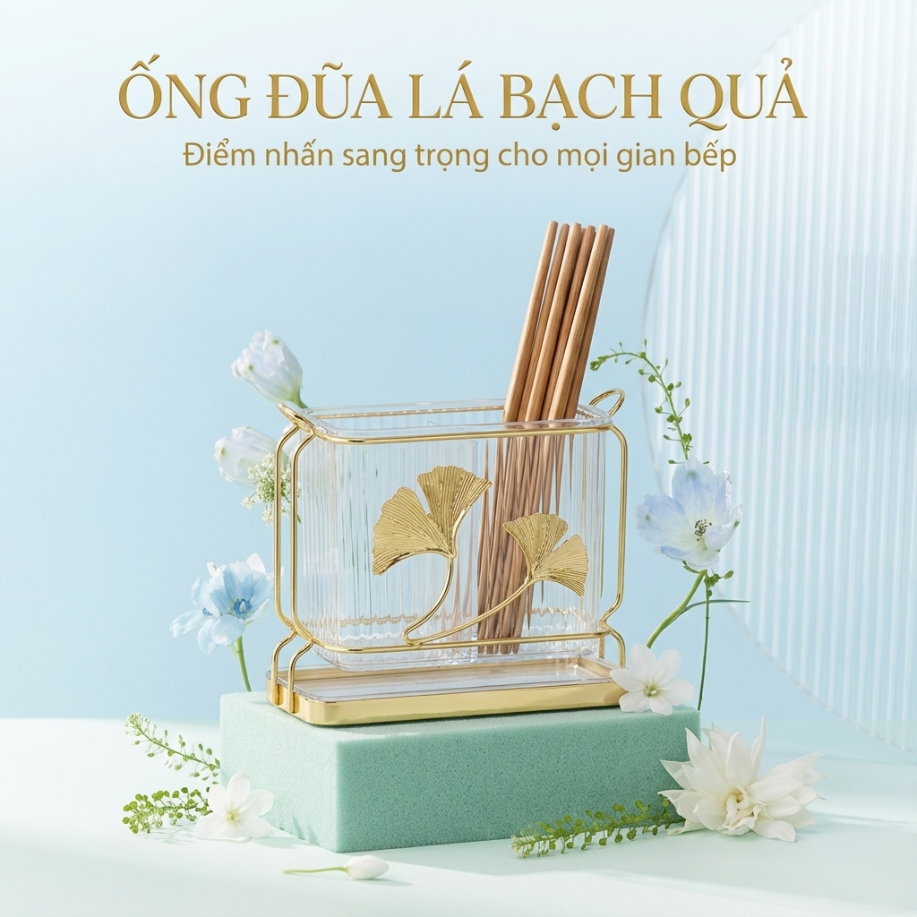 Ống đựng đũa muỗng để bàn/treo tường, chịu lực 10kg, thiết kế hiện đại, sang trọng cho mọi căn bếp