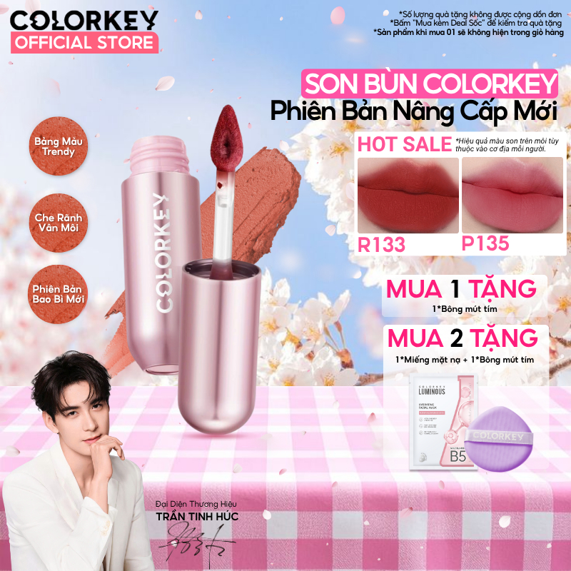 [MỚI] Son Kem Bùn COLORKEY Phiên Bản Mới Chất Son Mềm Mịn Che Vân Môi Tốt, Màu Sắc Thời Thượng 2g