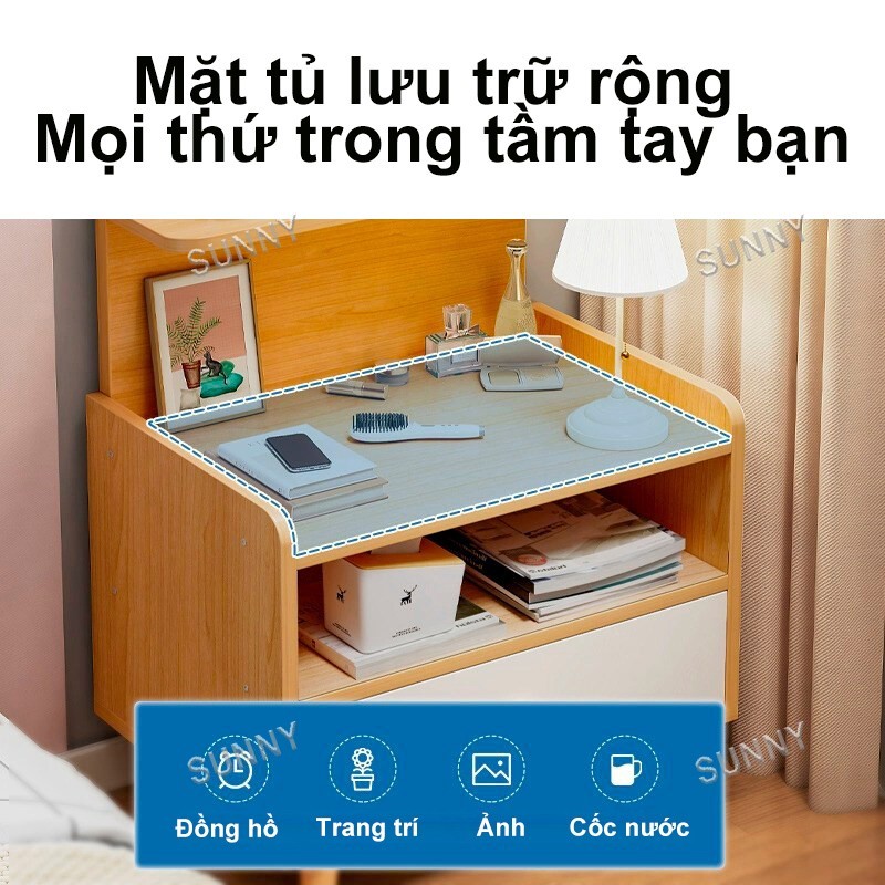 SUNNY Tủ đầu giường lưu trữ có ngăn kéo thiết kế đơn giản tiện dụng phù hợp phòng ngủ giúp sắp