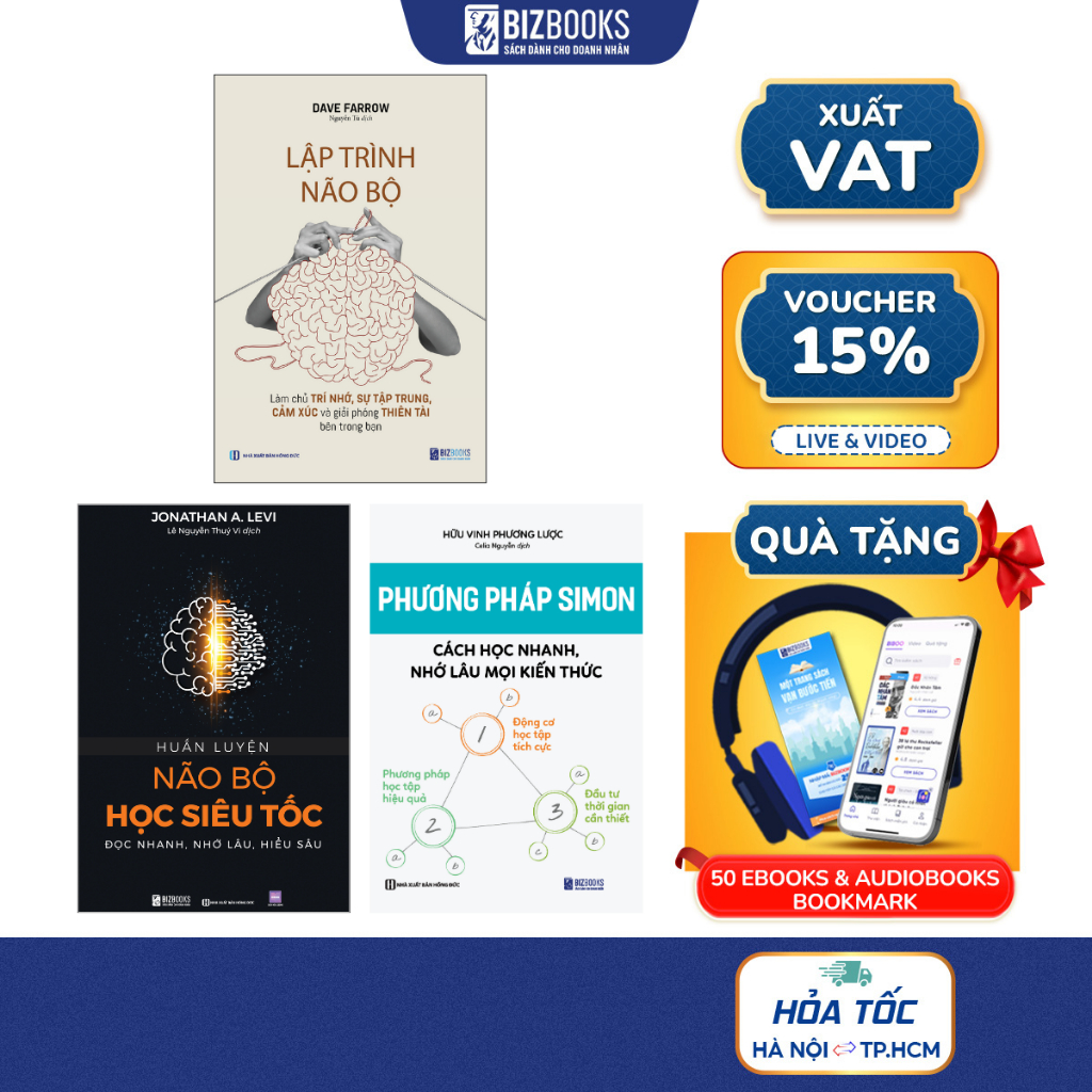 Combo Sách Rèn Luyện Trí Nhớ Học Nhanh Nhớ Lâu: Phương Pháp Simon, Lập Trình Não Bộ, Huấn Luyện Não