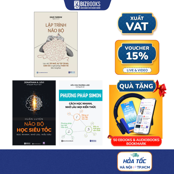 Combo Sách Rèn Luyện Trí Nhớ Học Nhanh Nhớ Lâu: Phương Pháp Simon, Lập Trình Não Bộ, Huấn Luyện Não