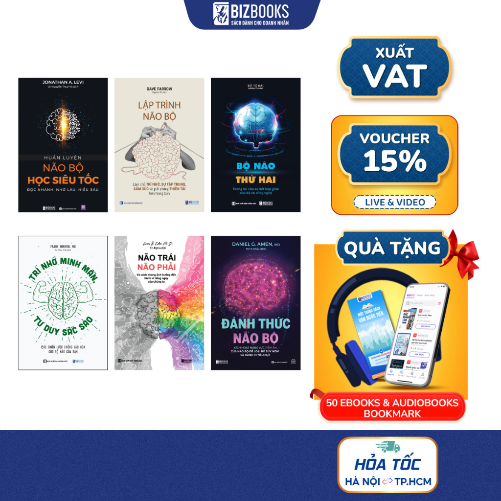 Sách Não Trái Não Phải, Bộ Não Thứ 2, Lập Trình Não Bộ, Huấn Luyện Não Bộ, Đánh Thức Não Bộ, Trí Nhớ Minh Mẫn LẺ CUỐN