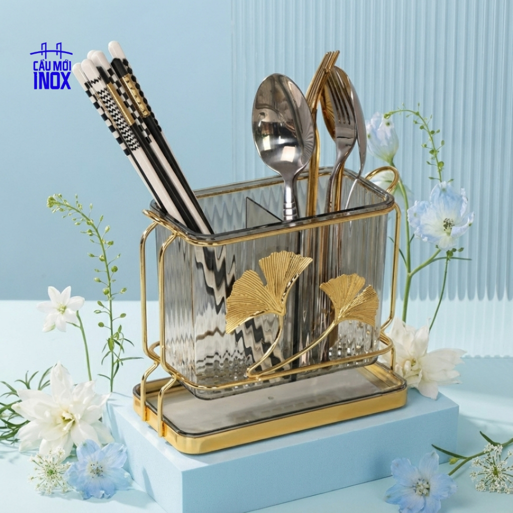 Ống đựng đũa muỗng để bàn/treo tường, chịu lực 10kg, thiết kế hiện đại, sang trọng cho mọi căn bếp