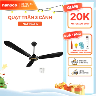 Quat trần Nanoco model NCF5631-K ( màu đen, 2 chế độ gió, 80W)