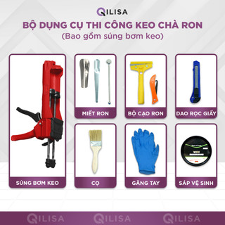 Combo 2 Chai Keo Chà Ron Qilisa và Dụng Cụ Thi Công (Đã Kèm Súng Và Vòi Keo) - Chống Thấm Nước, Chống Ố Vàng