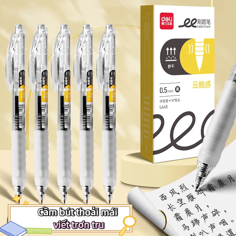 Deli – Bút Gel Bấm 0.5mm, Mực Nhanh Khô, Viết Êm – Ngòi ST