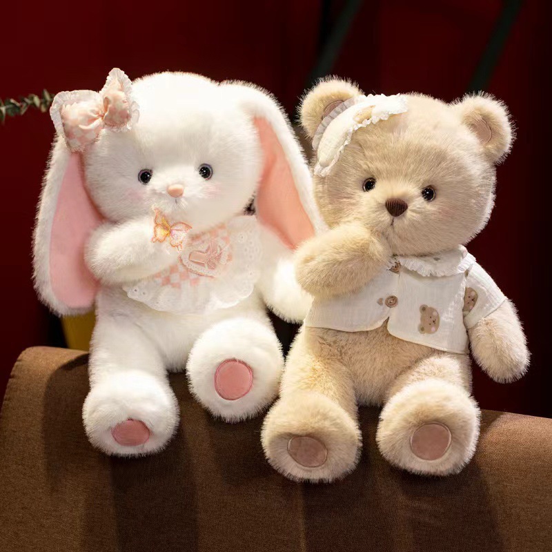 Gấu Bông Tai Thỏ Mềm Mại, Teddy Đeo Yếm Em Bé Quà Tặng Cho Bạn Gái,Trẻ Em Làm Gấu Ôm Ngủ Dịp Sinh Nhật