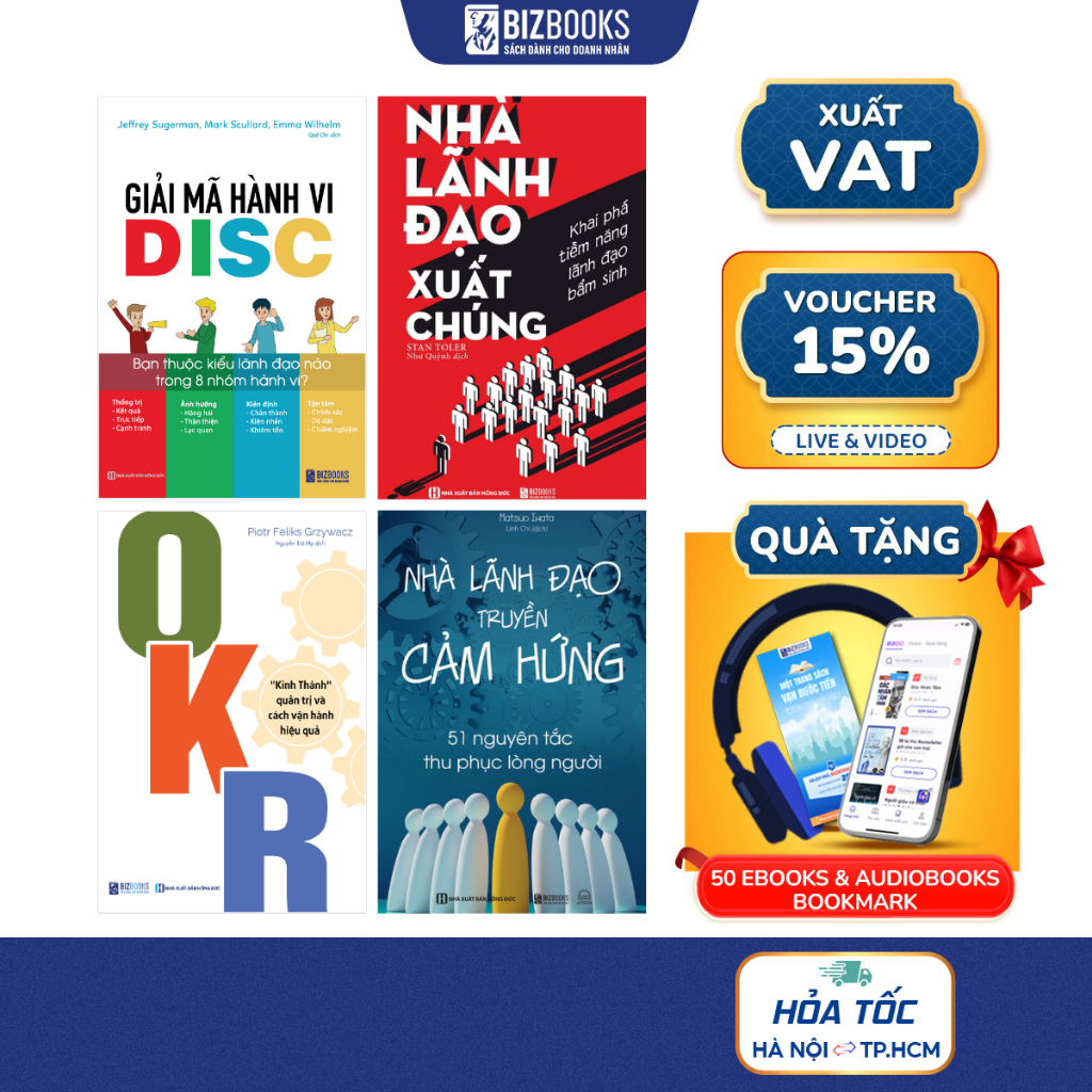 Bộ Sách Nhà Lãnh Đạo Truyền Cảm Hứng, Nhà Lãnh Đạo Xuất Chúng, Giải Mã Hành Vi DISC, OKR Kinh Thánh Quản Trị