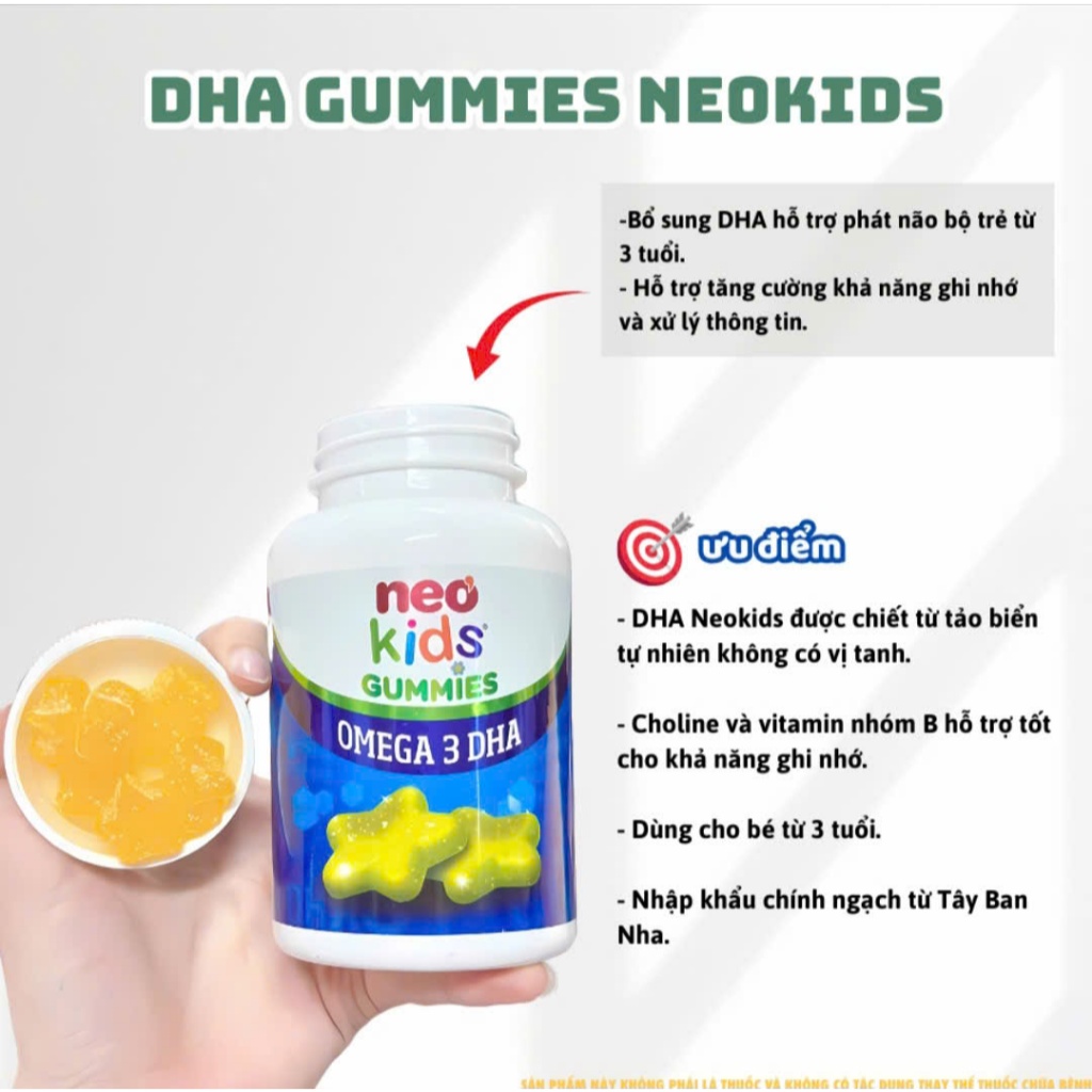 BỘ 3 GUMMIES NEOKIDS - CANXI, DHA, KẼM hộp 60 viên nhai+ quà