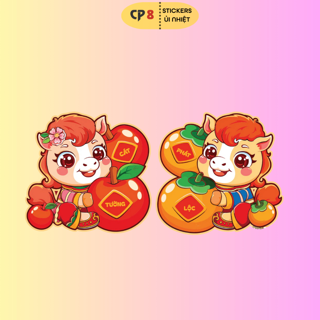 Bộ Hình In, Ủi Nhiệt Sticker Tết Bính Ngọ 2026 BST02 - CP8 PET Sticker