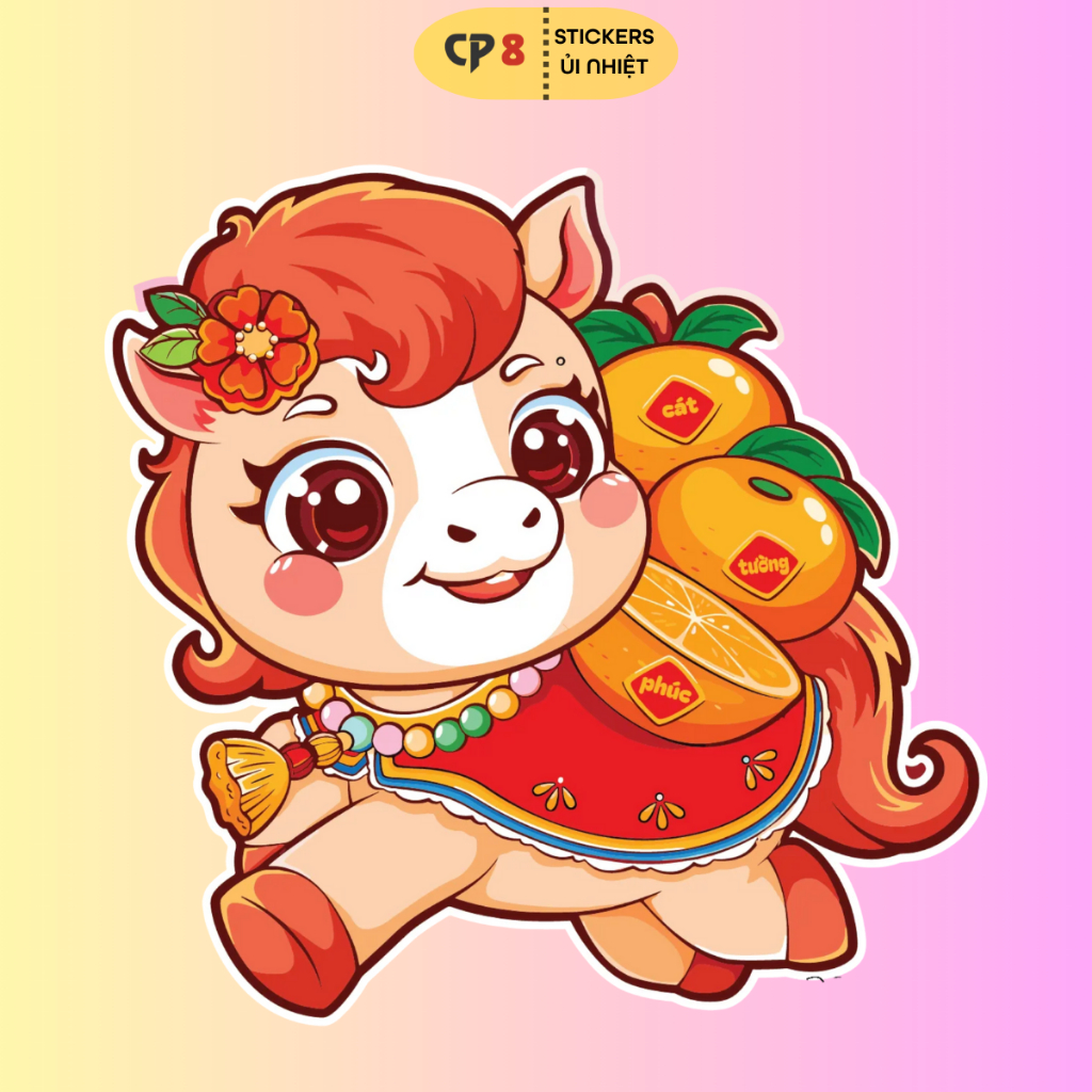 Bộ Hình In, Ủi Nhiệt Sticker Tết Bính Ngọ 2026 BST02 - CP8 PET Sticker