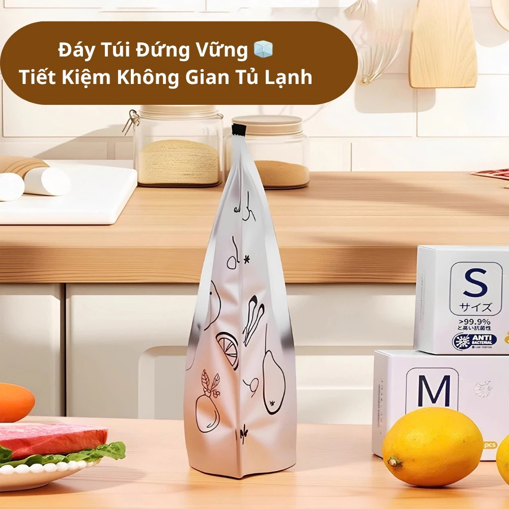 Combo 50 Túi zip bạc nhôm tái sử dụng đựng thực phẩm chống thấm chống mùi dùng tủ lạnh tủ đông