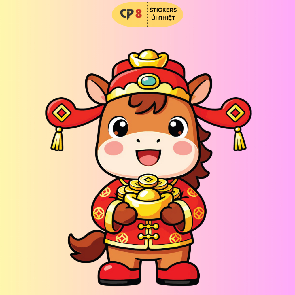 Bộ Hình In, Ủi Nhiệt Sticker Tết Bính Ngọ 2026 BST03 - CP8 PET Sticker