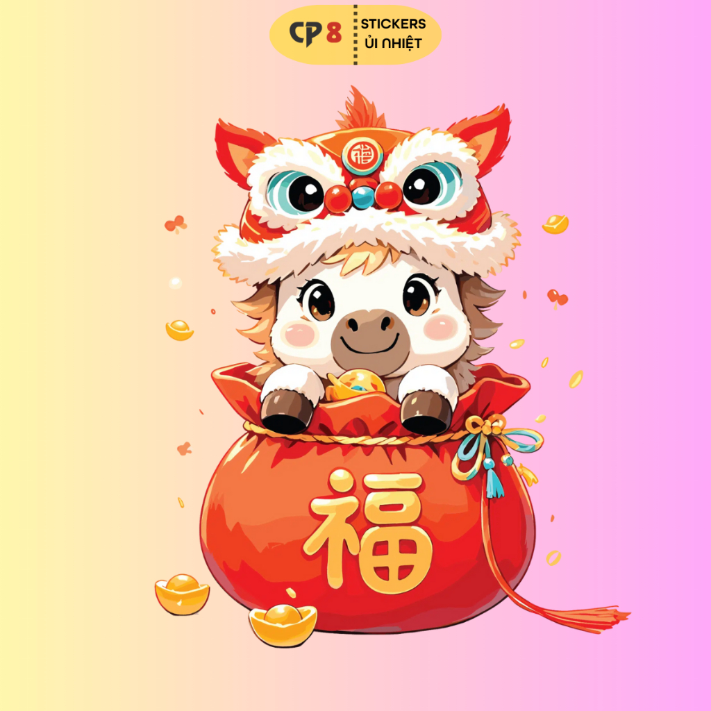 Bộ Hình In, Ủi Nhiệt Sticker Tết Bính Ngọ 2026 BST03 - CP8 PET Sticker