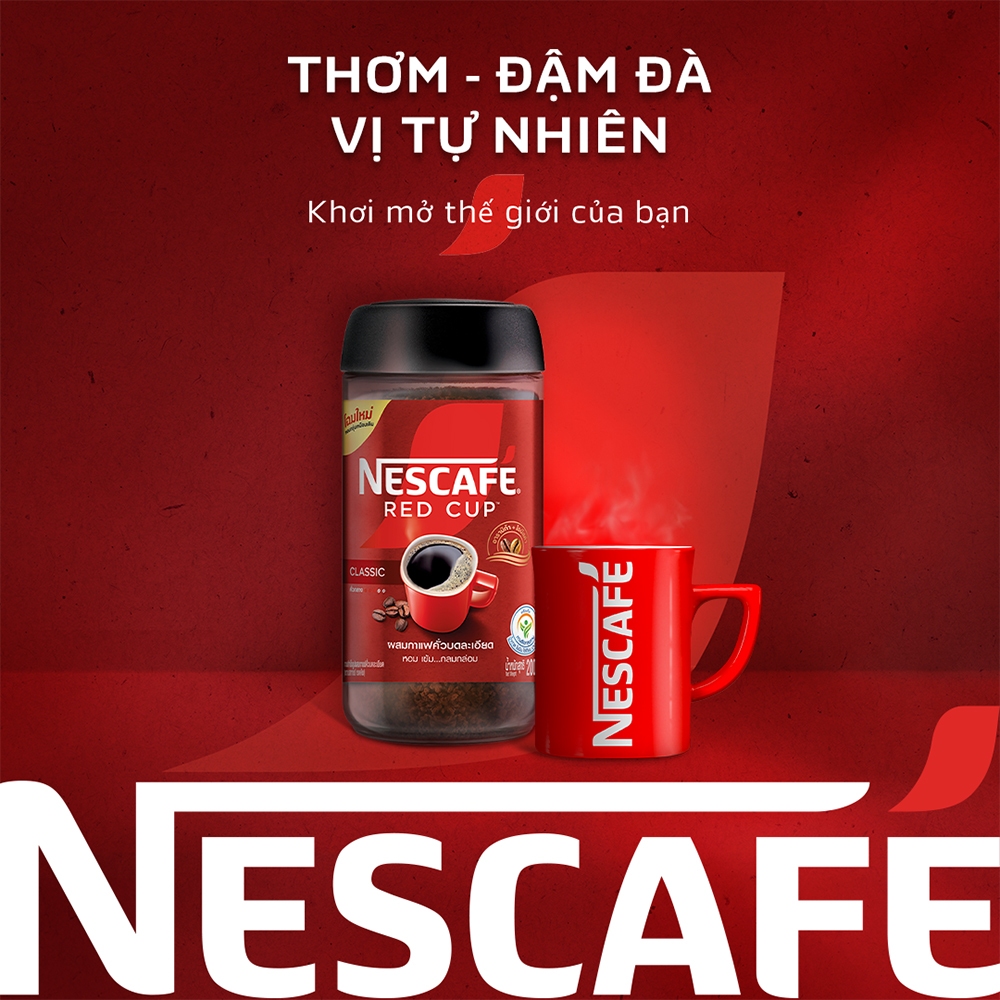 [Tặng Máy đánh bọt] Cà phê hòa tan kết hợp cà phê rang xay NESCAFÉ RED CUP Tinh chất từ cà phê nguyên chất Hũ 200g