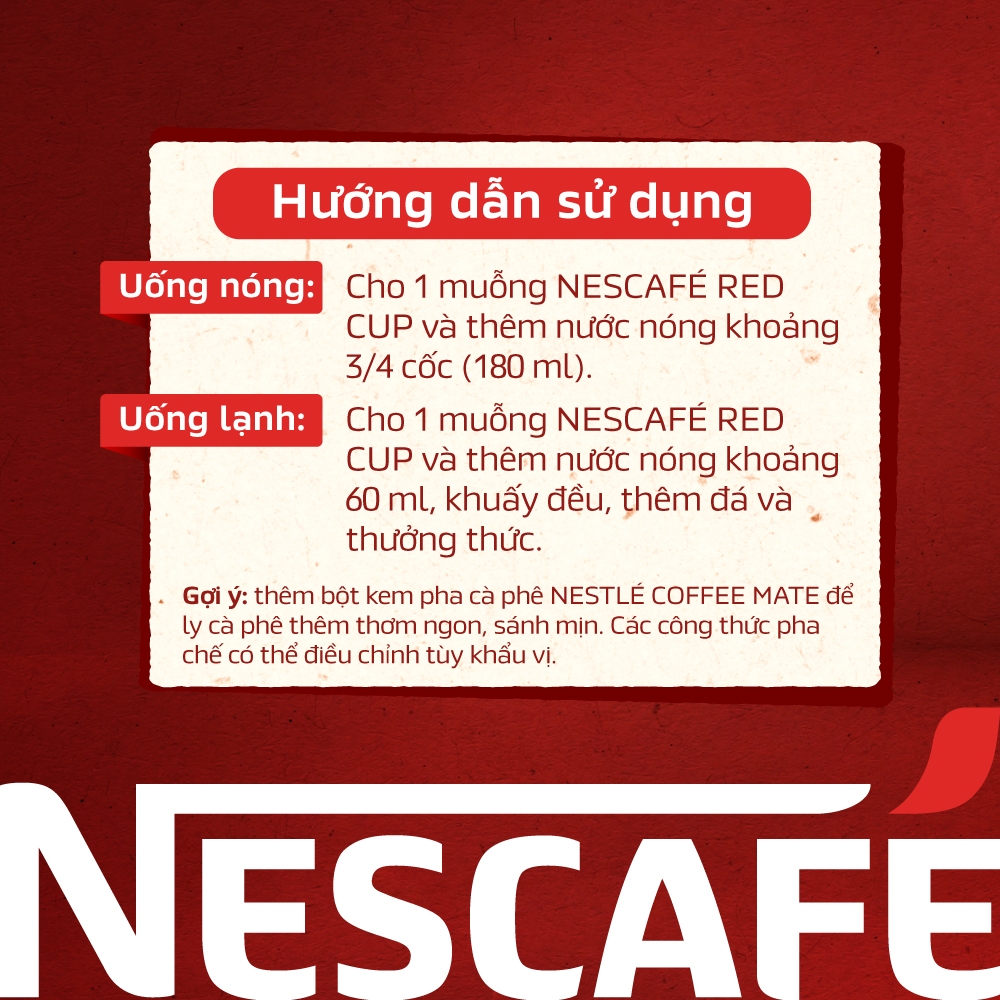 [Tặng Máy đánh bọt] Cà phê hòa tan kết hợp cà phê rang xay NESCAFÉ RED CUP Tinh chất từ cà phê nguyên chất Hũ 200g