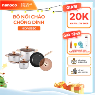 Bộ nồi chảo 4 món inox 304 Nanoco model NCWS850