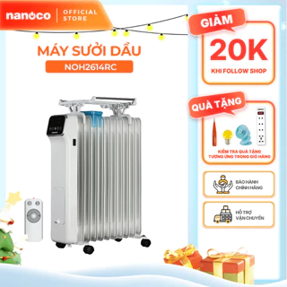 Máy sưởi dầu cảm ứng có remote Nanoco model NOH2614RC ( Công suất 2600W, 3 mức độ nhiệt)